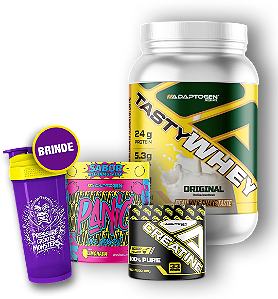 COMBO TASTY WHEY 900G + CREATINA 100G + PANIC 300G - ADAPTOGEN