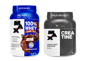 COMBO 100% WHEY DOUBLE TASTY 900G + CREATINA 500G - MAX TITANIUM