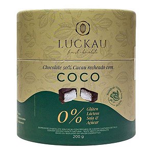 Bombom Chocolate 50% com Coco Zero Luckau 200g