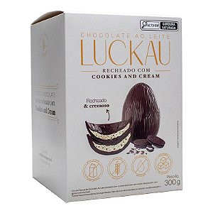 Ovo Páscoa Trufado Chocolate e Cookies Zero Açúcar Luckau 300g