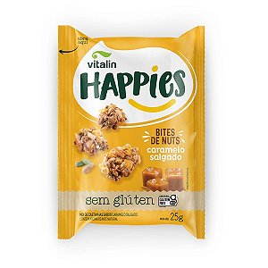 Snacks Happies Bites Nuts Caramelo Salgado Vitalin 25g