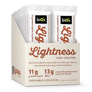 Barra de Proteína Vegana Lightness Chocolate biO2 Caixa 20 un