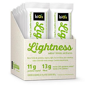 Barra de Proteína Vegana Lightness Limão Siciliano biO2 Caixa 20 un