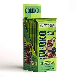 Chocolate ao Leite de Coco Vegano Zero GoldKo caixa 8 un