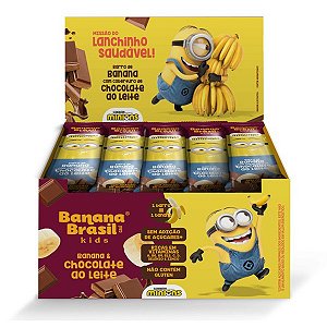 Barrinhas de Banana Chocolate ao Leite Minions Banana Brasil cx 20 un
