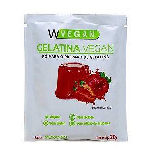 Gelatina Vegana sabor Morango Wvegan 20g