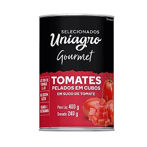 Tomates Pelados em Cubos Gourmet Uniagro 400g