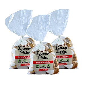 Biscoito Caseiro Confeitado Sem Glúten Donna Asta kit c/ 3 pct