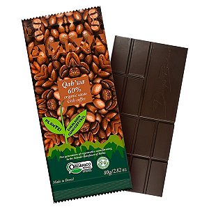 Chocolate Orgânico Qah'wa 60% Cacau e Café  AMMA Cx 6 un 