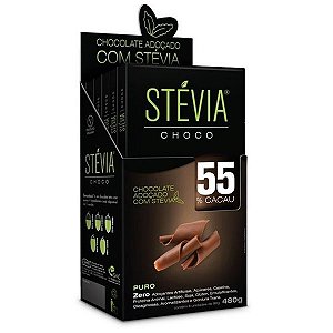 Chocolate Stevia 55% Cacau 80g - Caixa 6 un