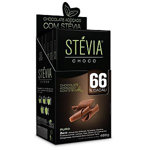 Chocolate Stevia 66% Cacau 80g - Caixa 6 un