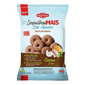 Sequilhos Zero Açúcar Cacau e Coco Nazinha 120g