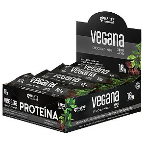 Barra de Proteína Vegana Chocolate e Nibs Hart's Caixa 12 uni