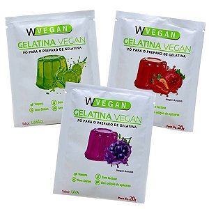 Gelatina Vegana Kit com 3 Sabores Wvegan