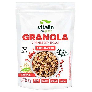 Granola Cranberry e Goji Zero Açúcar Sem Glúten Vitalin 200g