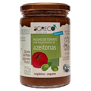 Molho Orgânico de Tomate com Azeitonas Agreco 325g