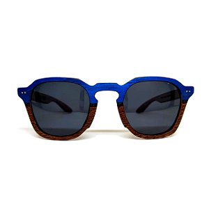 Óculos de madeira masculino Moema - azul