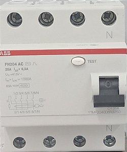 FH204 AC-25/0,3 INTERRUPTOR DIFERENCIAL DR 300MA 4 PÓLOS 25A 1TMF204006R3250 ABB