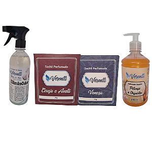 Combo - 1 Sabonete Pitanga e Orquídea + 2 Sachê Perfumado Veneza e Cereja e Avelã + 1 EliminOdor Brisa do Mar