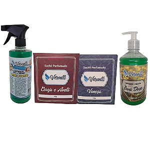 Combo - 1 Sabonete Erva Doce + 2 Sachê Perfumado Veneza e Cereja e Avelã + 1 Multiuso