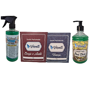 Combo - 1 Sabonete Erva Doce + 2 Sachê Perfumado Veneza e Cereja e Avelã + 1 Multiuso