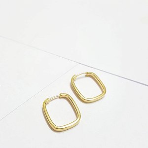 Argola Lisa Quadrada em Ouro Amarelo Fio Quadrado. / 14 mm