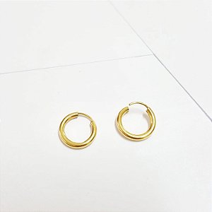 Argola Lisa em Ouro Amarelo / 10 mm