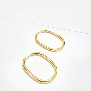 Argola Lisa em Ouro Amarelo Fio Arredondado/ 20 x 25 mm