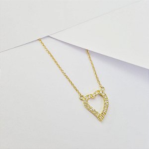 Corrente c/ Pingente Coração em Ouro Amarelo e Diamantes
