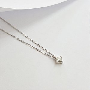 Corrente c/ Ponto de Luz Diamante em Ouro Branco