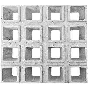 Elemento vazado 16 Furos com Relevo 40x44x07Cm