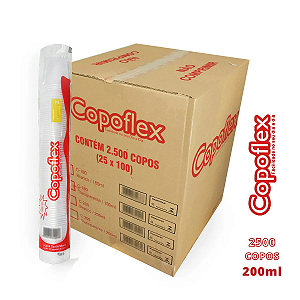COPOFLEX COPO DESC .200ml  Transparente, Descartável Ps, CX c/2.500und Copos