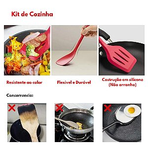 Kit 5 Peças Utensílios de Cozinha de Silicone - Sortidos