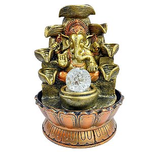 Fonte de Água em Resina Ganesha 6 Quedas Bronze 02C