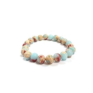 Pulseira Bola Pedra Jaspe Imperial Azul