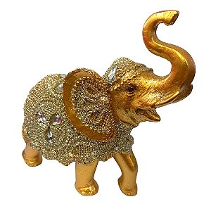 Estátua Elefante em Resina com Brilho 11 cm