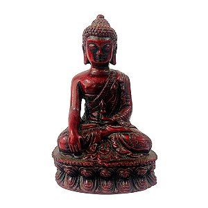 Estátua Resina Buda Sakyamuni 11cm Vermelho