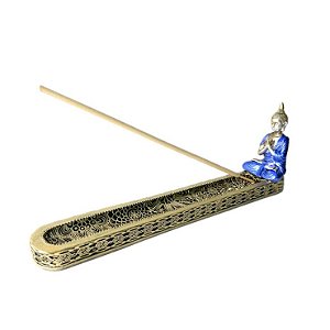 INCENSARIO RESINA  BUDA COM ROUPA AZUL