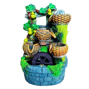 Fonte de Água Resina 40 cm Coco e Roda 02C