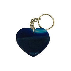 Chaveiro Pedra Ágata Coração Azul