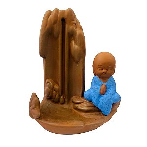 Incensário Cerâmica Cascata Buda Azul Lado Direito 02