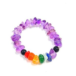 Pulseira Pedra Cascalho 07 Chakras - Ametista