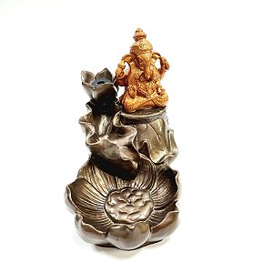 Incensário Cascata Ganesha Meditando com Flores
