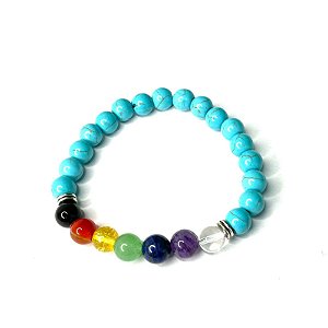 Pulseira Pedra Howlita Turquesa 7 Chakras