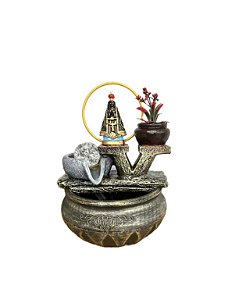 Fonte de água Resina Nossa Senhora Aparecida Azul Tronco B - 21 cm