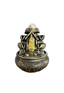 Fonte de Água Resina Nossa Senhora Aparecida Templo Dourada - 21 cm