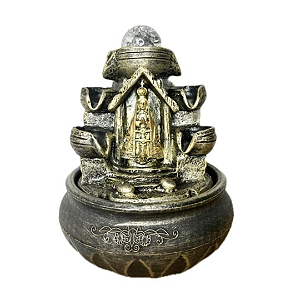 Fonte de Água Resina Nossa Senhora Aparecida na Capela - 21 cm