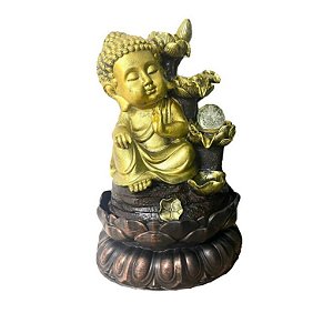 Fonte de Água em Resina Buda Dourado 4 Quedas - 55cm