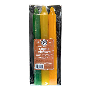 Trio de Velas Palito Cura Herbal - Chama Dinheiro