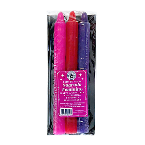 Trio de Velas Palito Cura Herbal - Sagrado Feminino